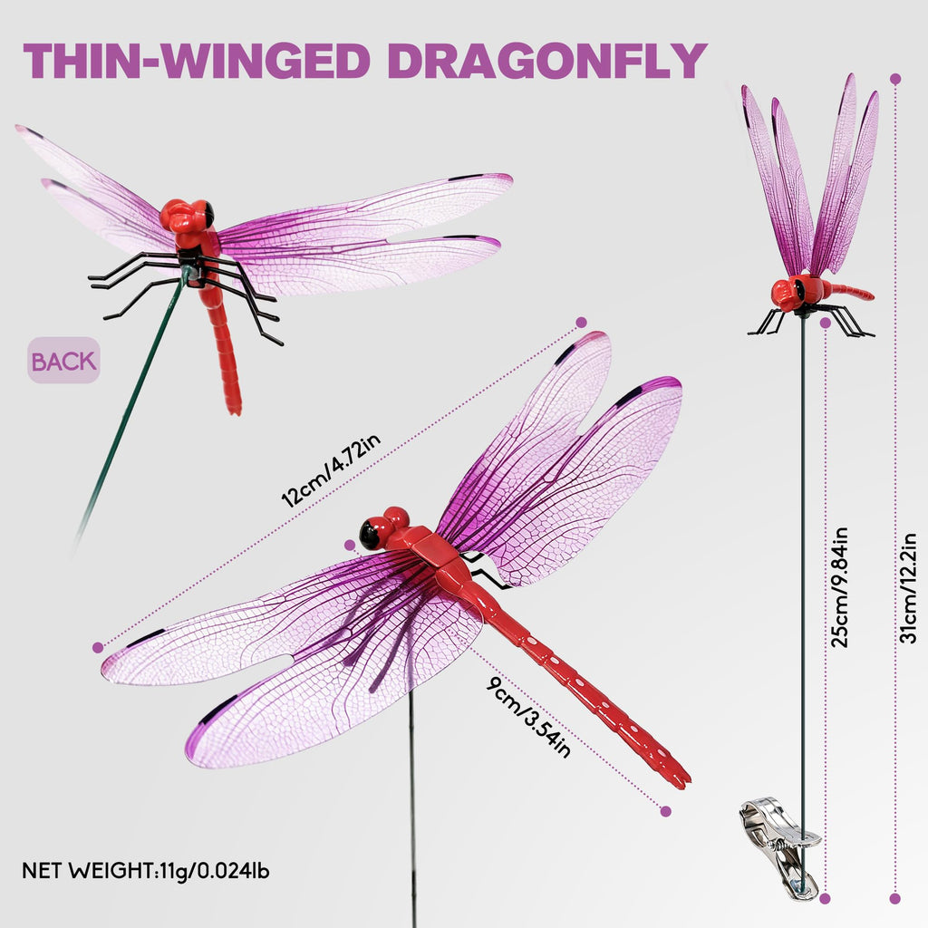 12PCS Dragonfly Garden Clips & Stakes