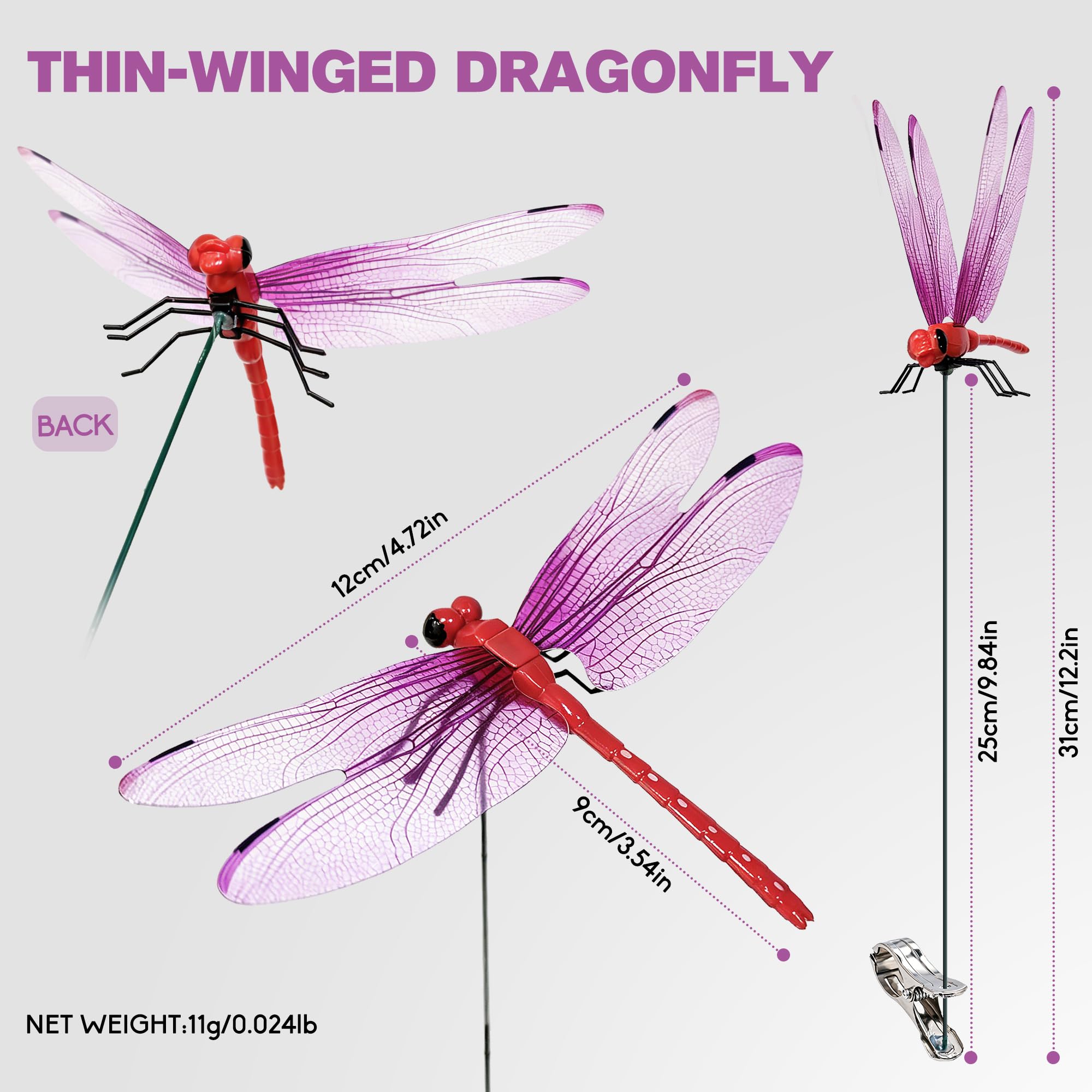 12PCS Dragonfly Garden Clips & Stakes
