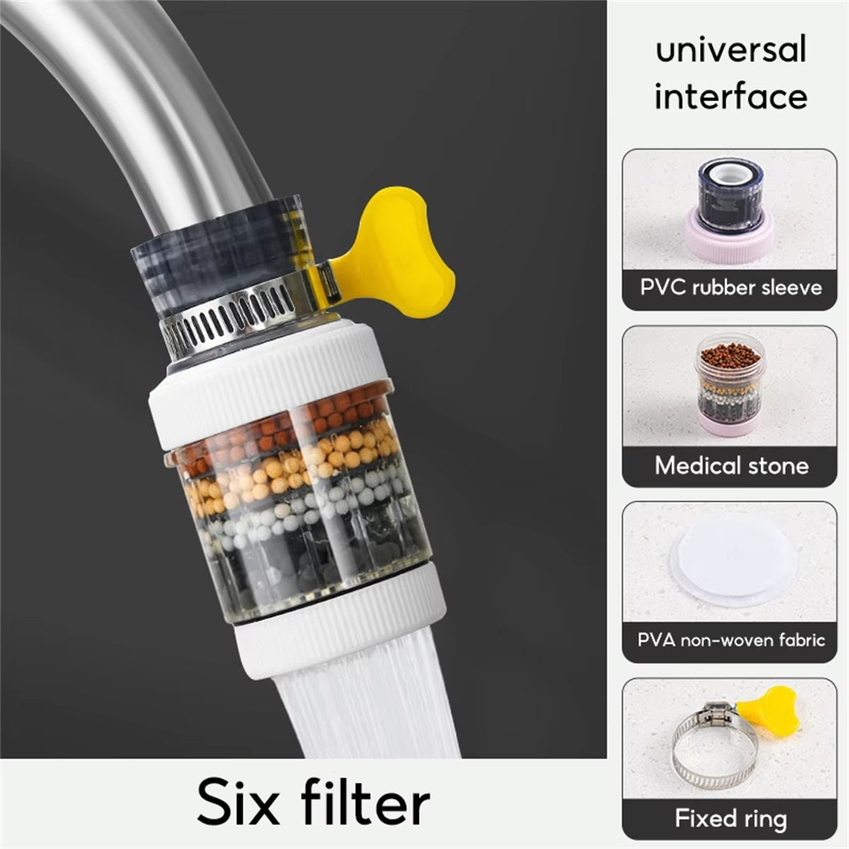 Universal 6-Layer Rotating Faucet Filter Water Purifier