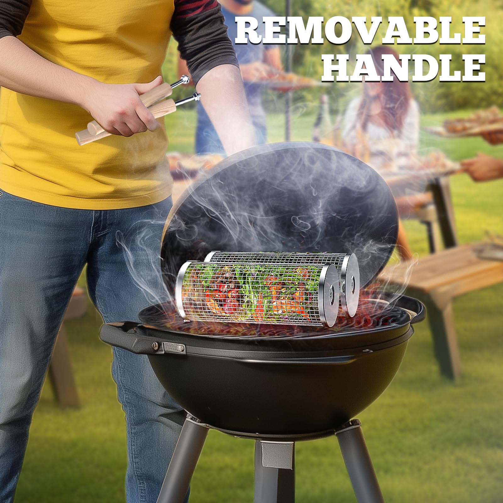 Stainless Steel Rolling Grill Basket 1 Set