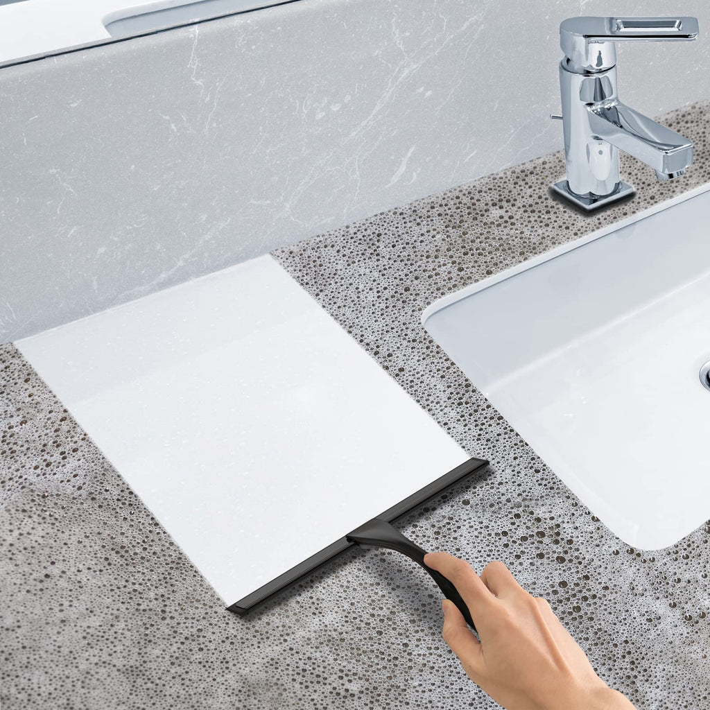 All-Purpose Stainless Steel Shower Squeegee with 2 Adhesive Hooks