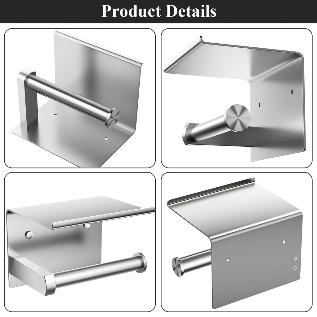 Stainless Steel Toilet Paper Holder with Shelf