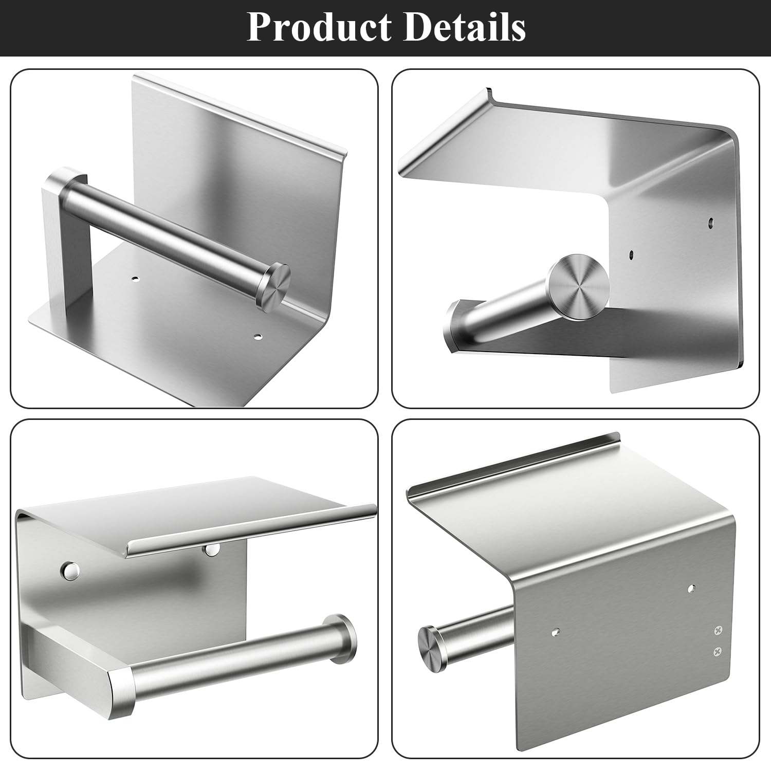 Stainless Steel Toilet Paper Holder with Shelf