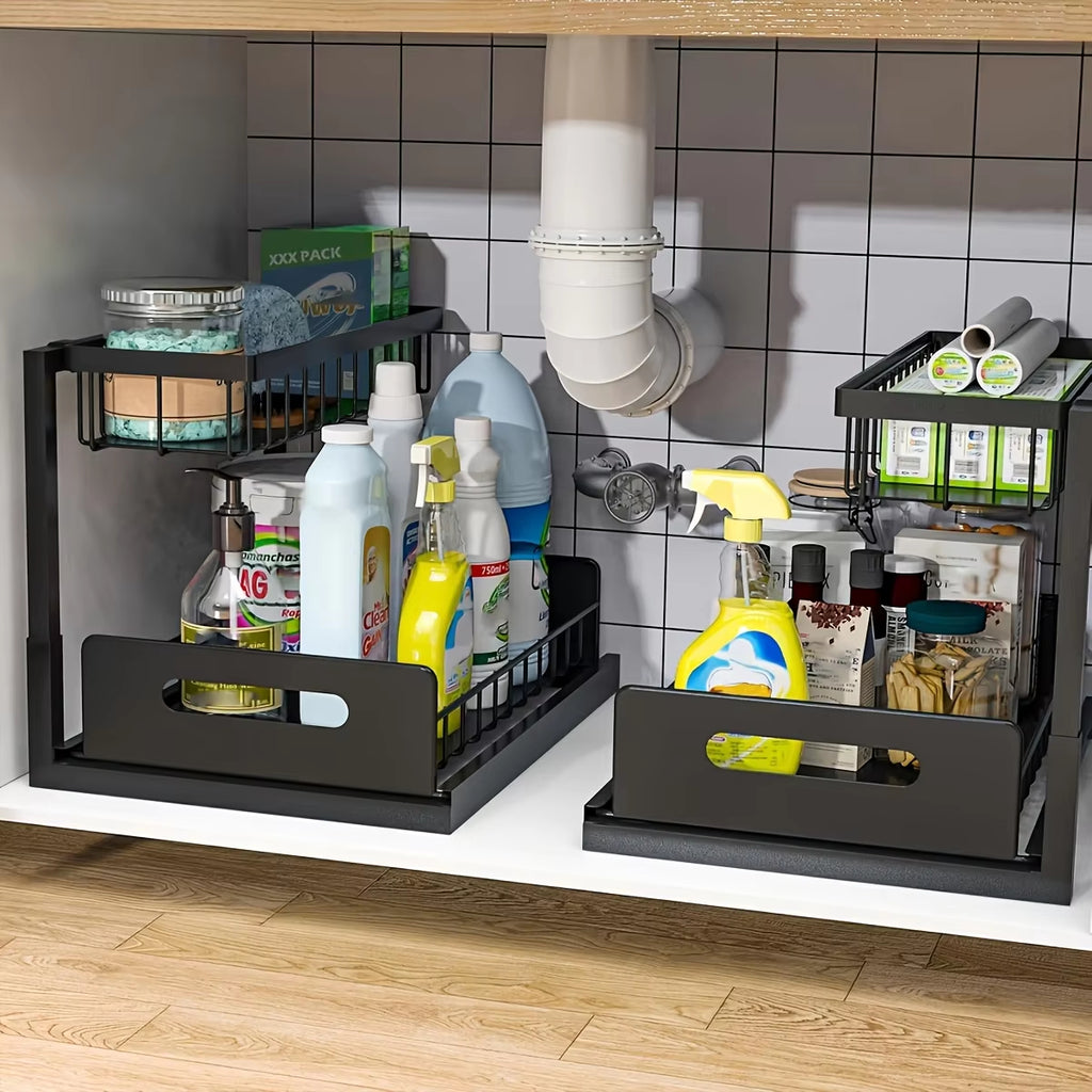 Under Sink Sliding Drawer Organizer with Pull-Out Shelves