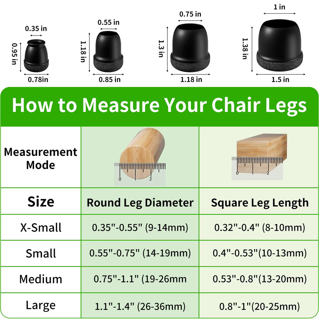 Silicone Chair Leg Protectors with Felt Pads (16PCS)