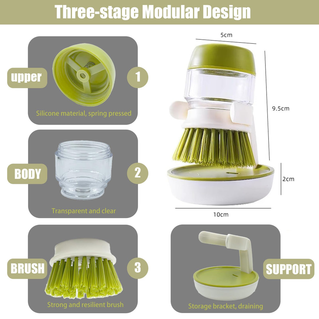 Soap Dispensing Dish Scrub Brush with Holder