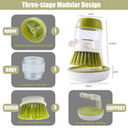 Soap Dispensing Dish Scrub Brush with Holder