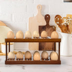 Solid Wood Egg Holder Rack Countertop Organizer