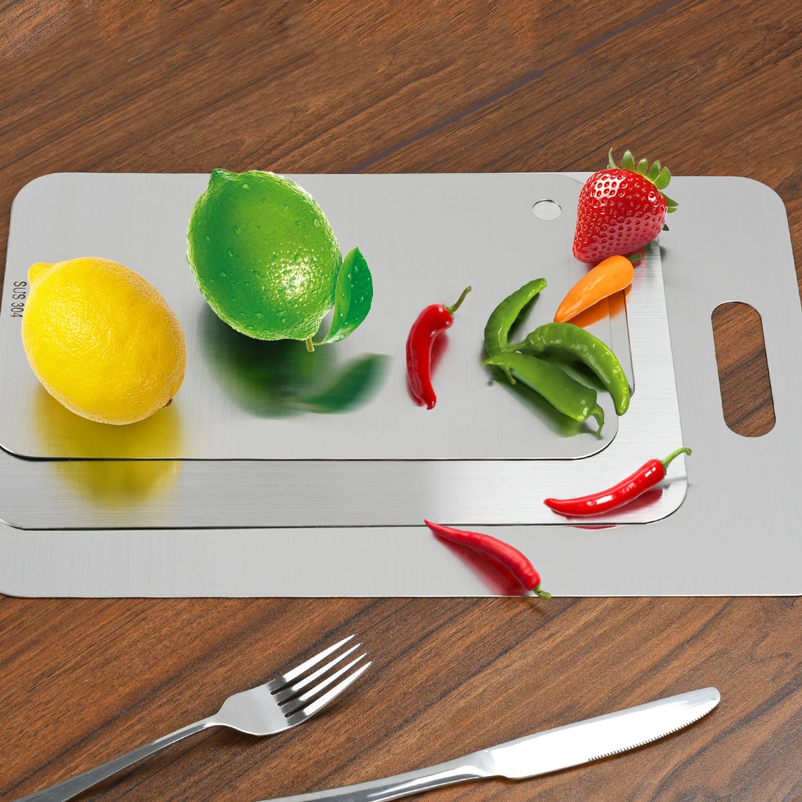 3PCS Stainless Steel Cutting Board Set for Kitchen