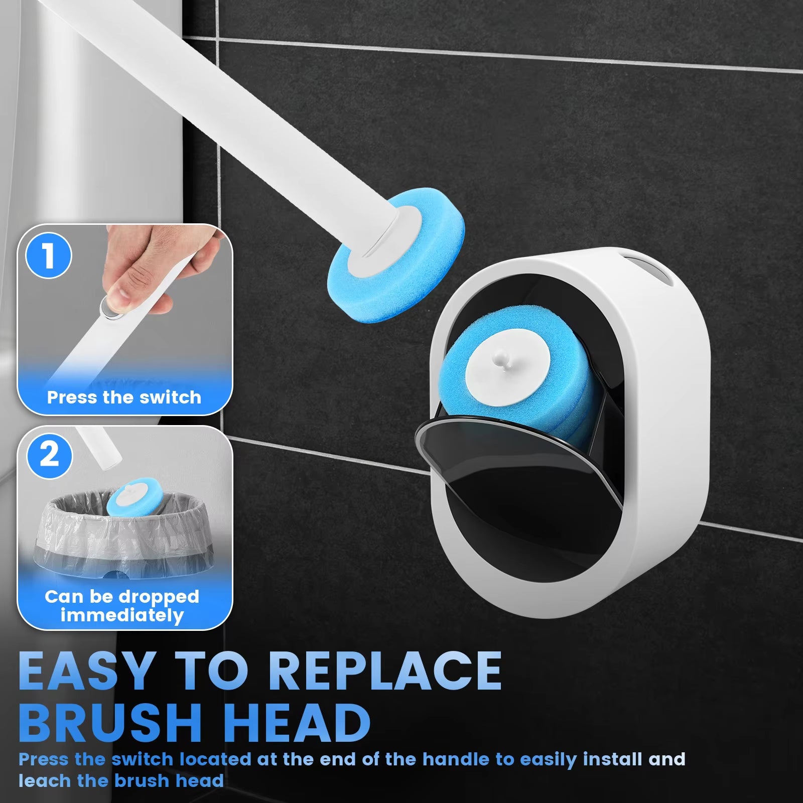 Disposable Toilet Brush Set with Wall Holder