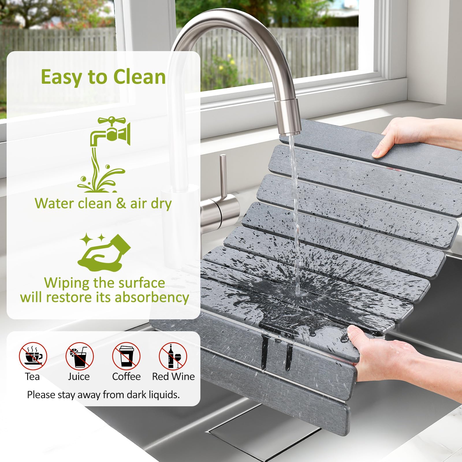Large Stone Dish Drying Mat for Kitchen Counter