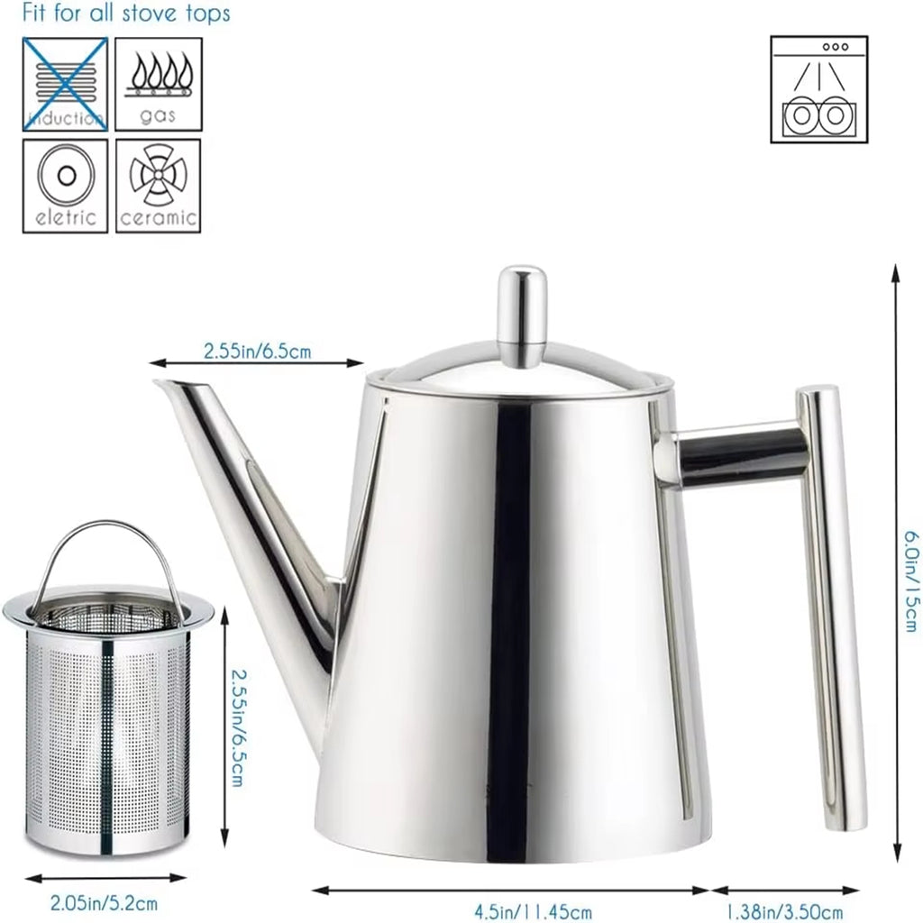 Stainless Steel Tea Pot with Removable Infuser