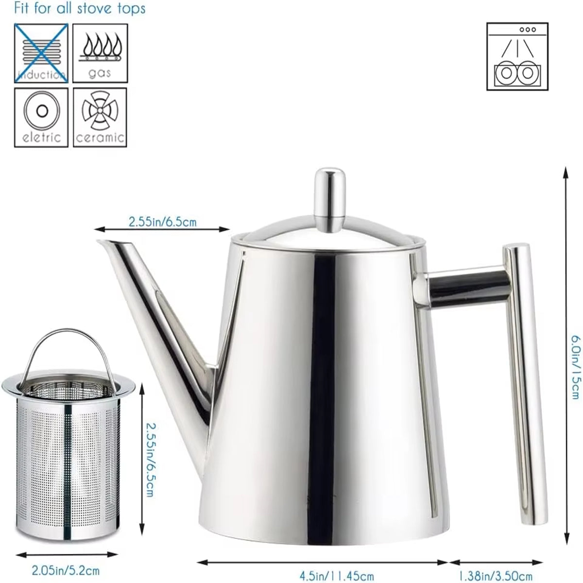 Stainless Steel Tea Pot with Removable Infuser