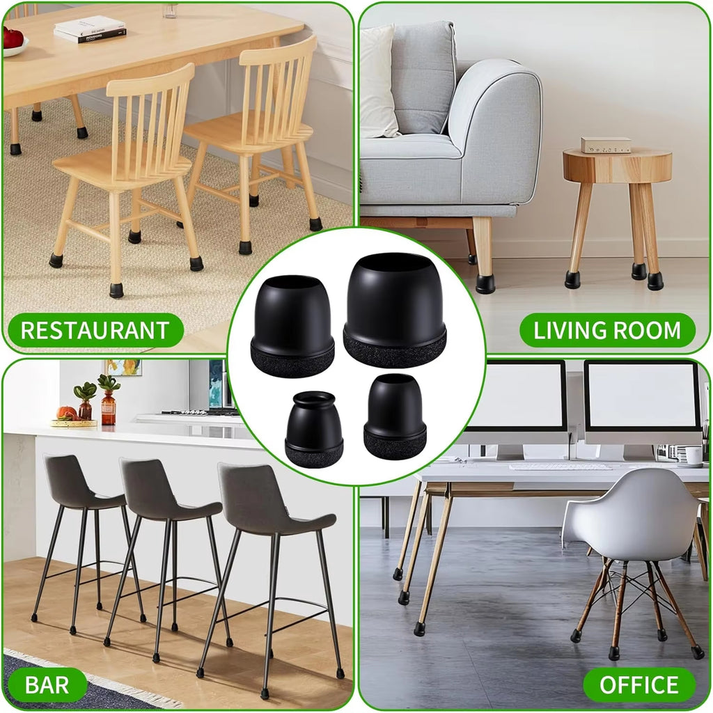 Silicone Chair Leg Protectors with Felt Pads (16PCS)