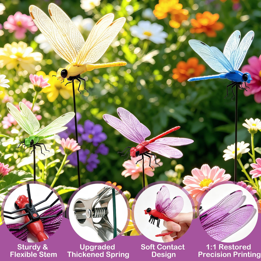 12PCS Dragonfly Garden Clips & Stakes