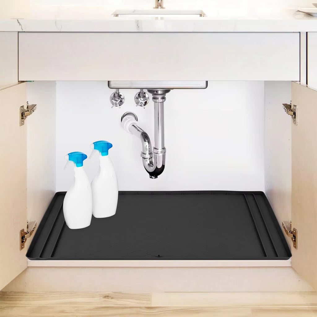 Under Sink Waterproof Silicone Mat with Drain Hole