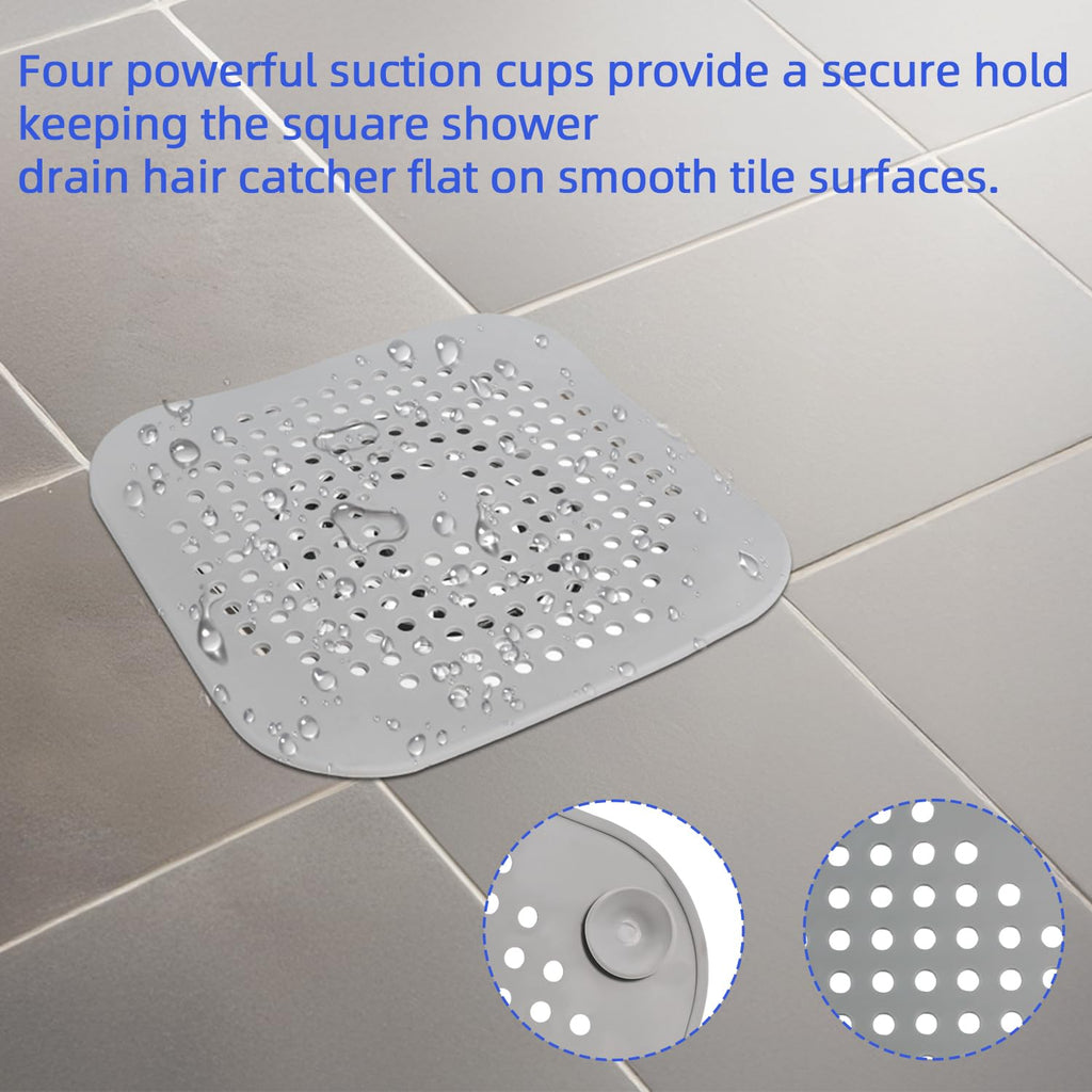 Shower Drain Hair Catcher, Silicone Hair Stopper with Suction Cup (4PCS)