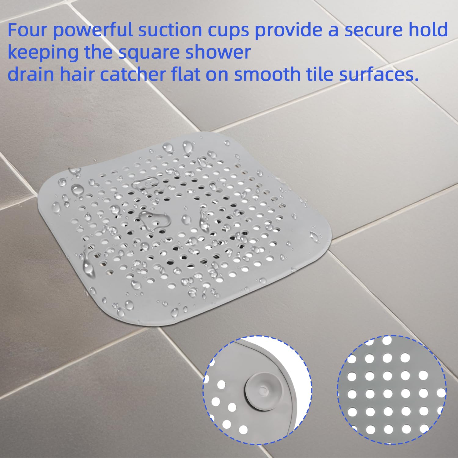 Shower Drain Hair Catcher, Silicone Hair Stopper with Suction Cup (4PCS)