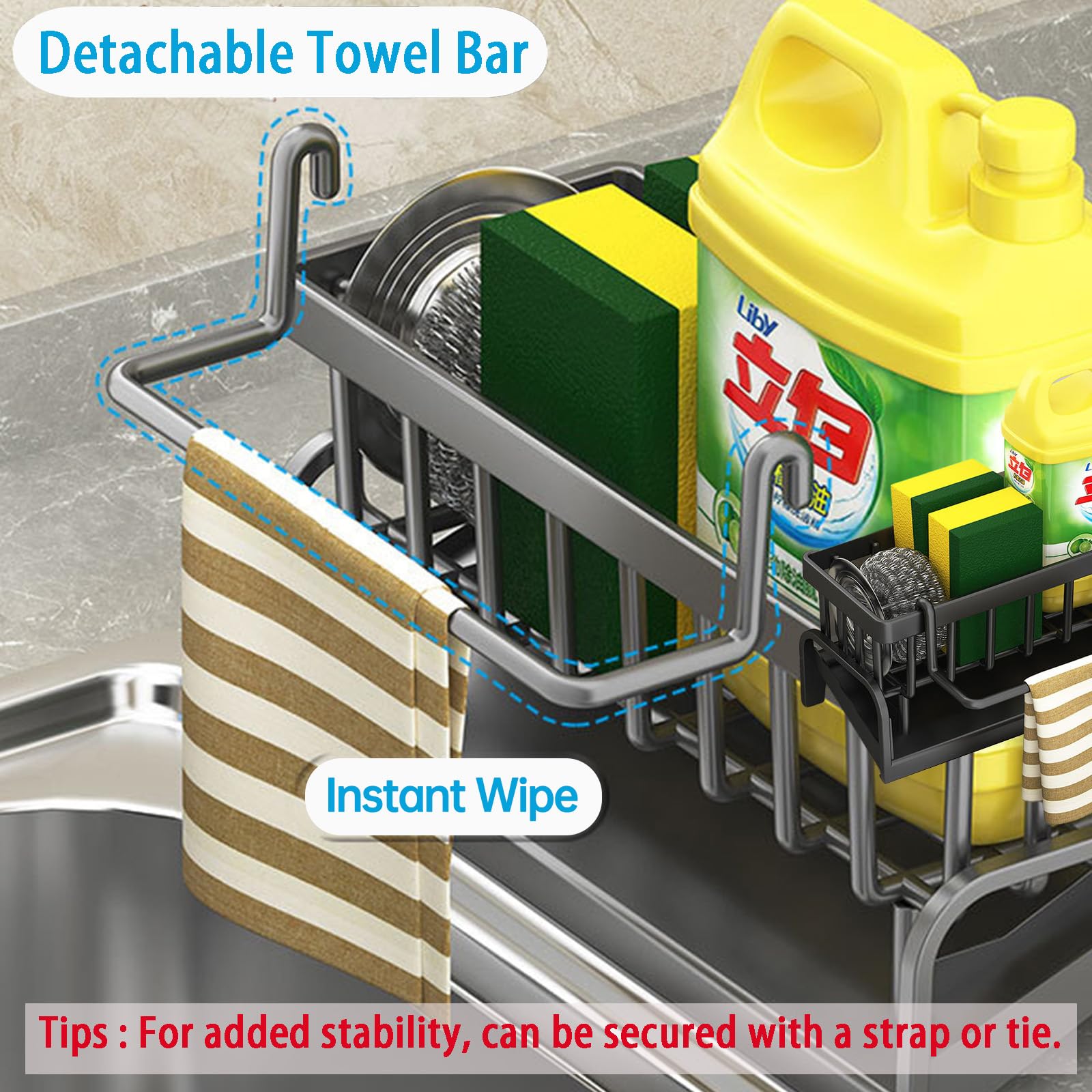 Kitchen Sink Sponge Holder Cleaning Tools Storage