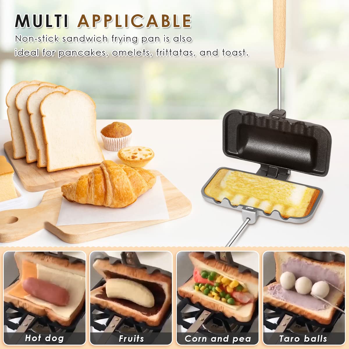 Double-Sided Sandwich Maker Flip Grill Pan