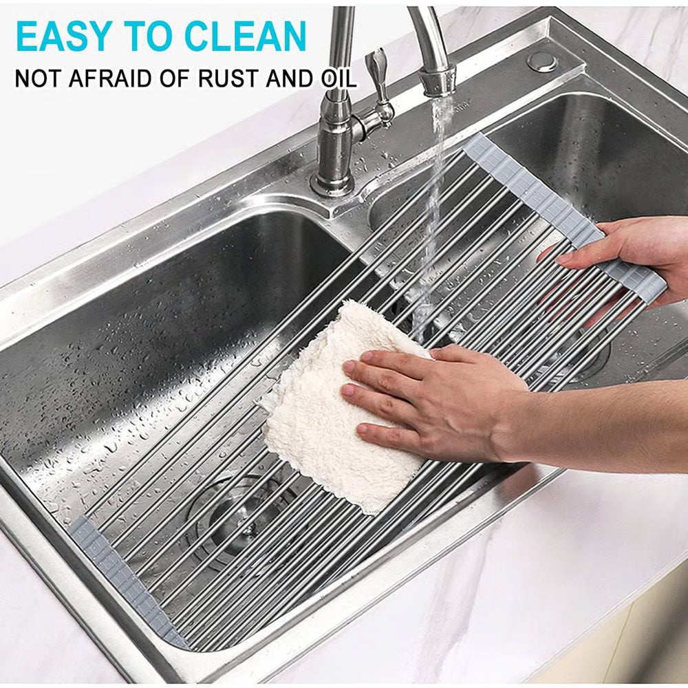 Stainless Steel Roll-Up Dish Drying Rack