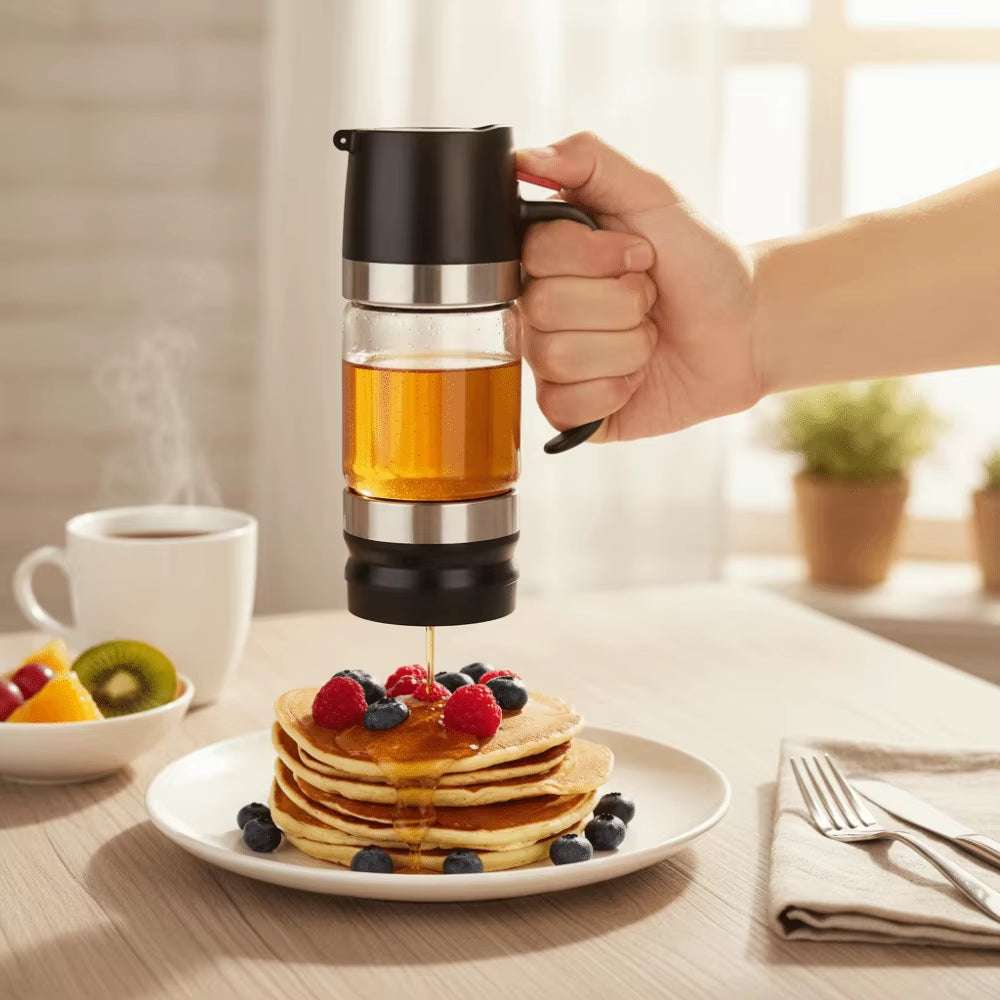 Durable 300 ML Glass Honey Dispenser with Handle