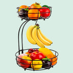 Iron 2-Tier Countertop Fruit Vegetables Basket Bowl
