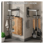 Wall Mounted Kitchen Rotary Utensil Hook Rack
