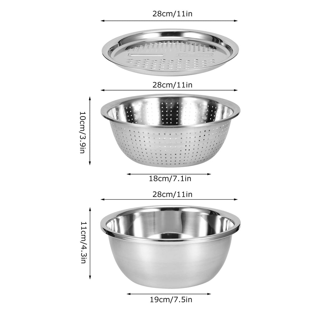 Stainless Steel Salad Bowl with Grater & Strainer