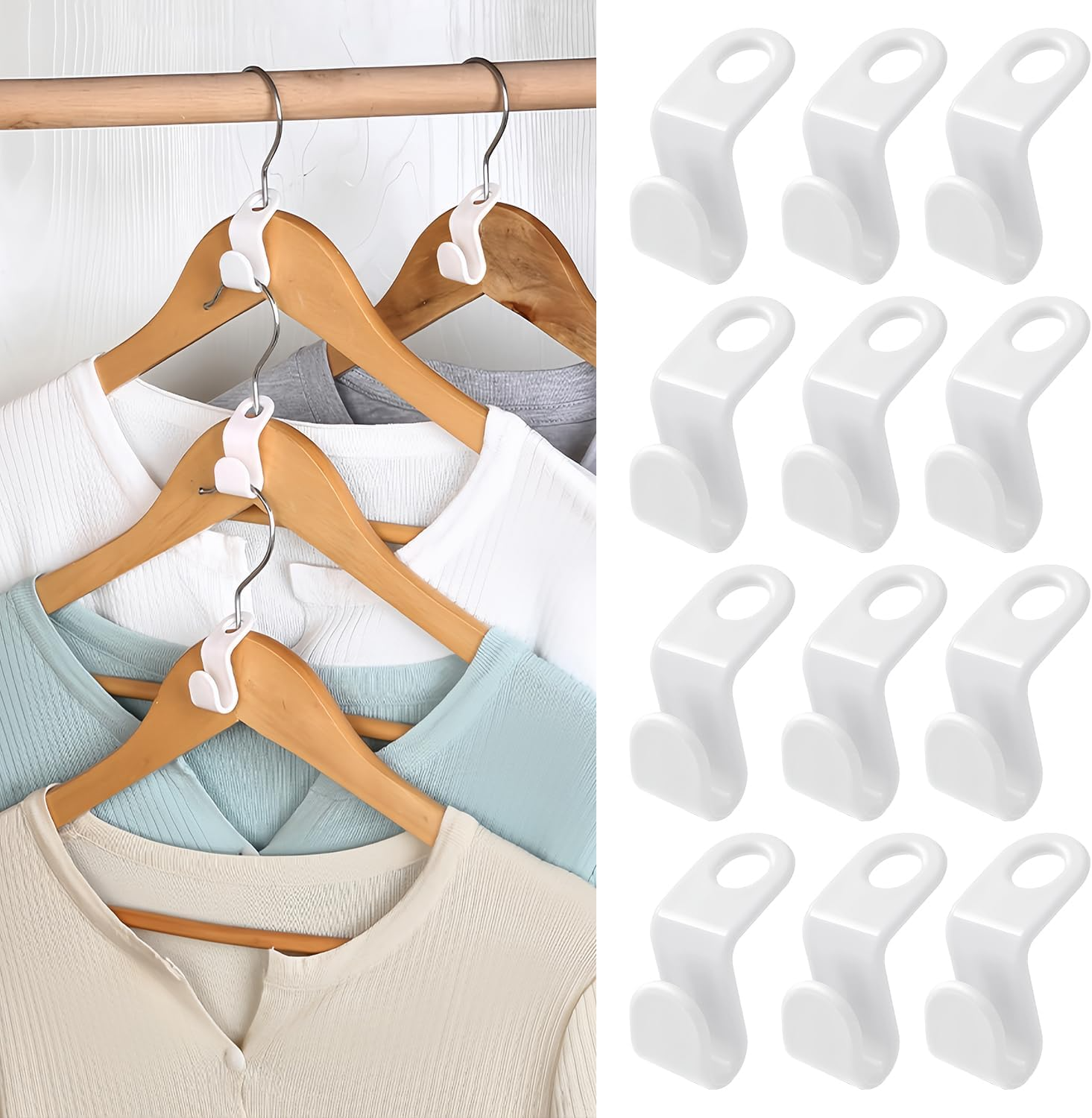 Space-Saving Clothes Hanger Connector Hooks