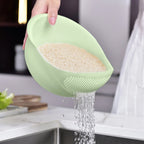 Kitchen Silicone Double Drain Basket Bowl Washing Storage Basket Strainers Bowls Drainer Vegetable Cleaning Colander Tool