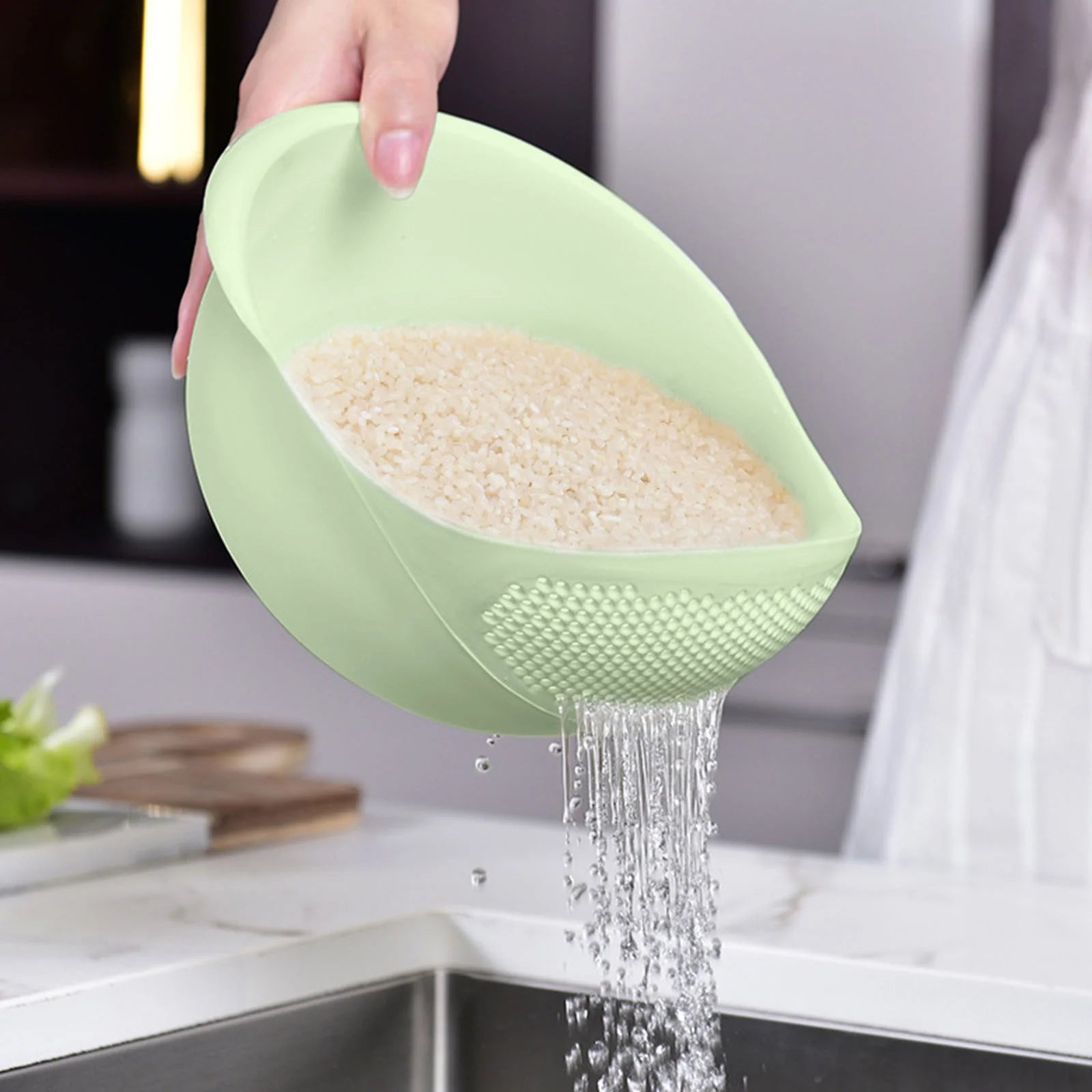 Kitchen Silicone Double Drain Basket Bowl Washing Storage Basket Strainers Bowls Drainer Vegetable Cleaning Colander Tool