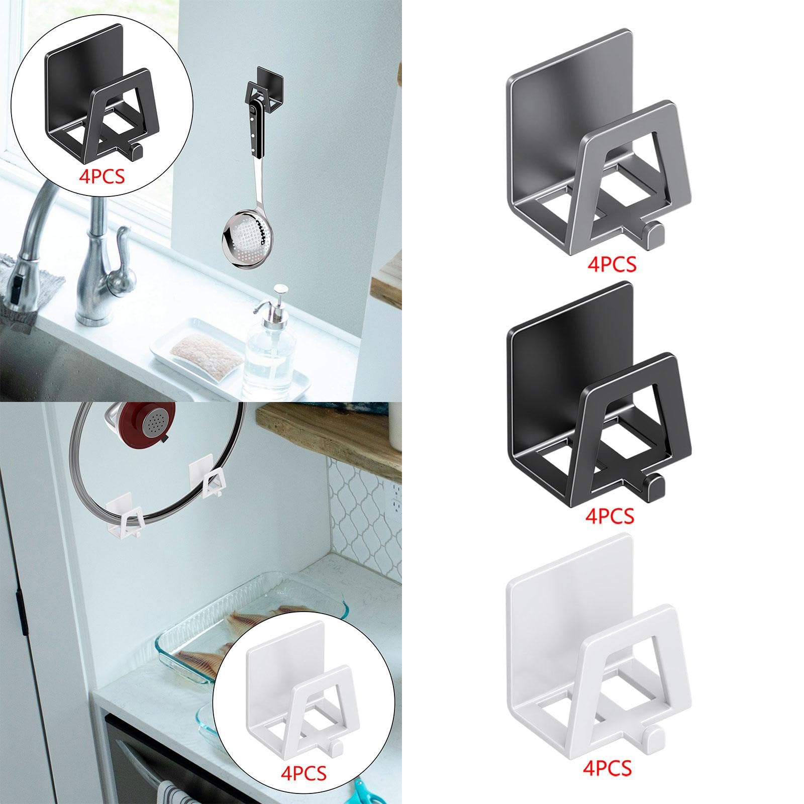 Adhesive Sink Caddy Sponge Holder & Drain Rack (4PCS)