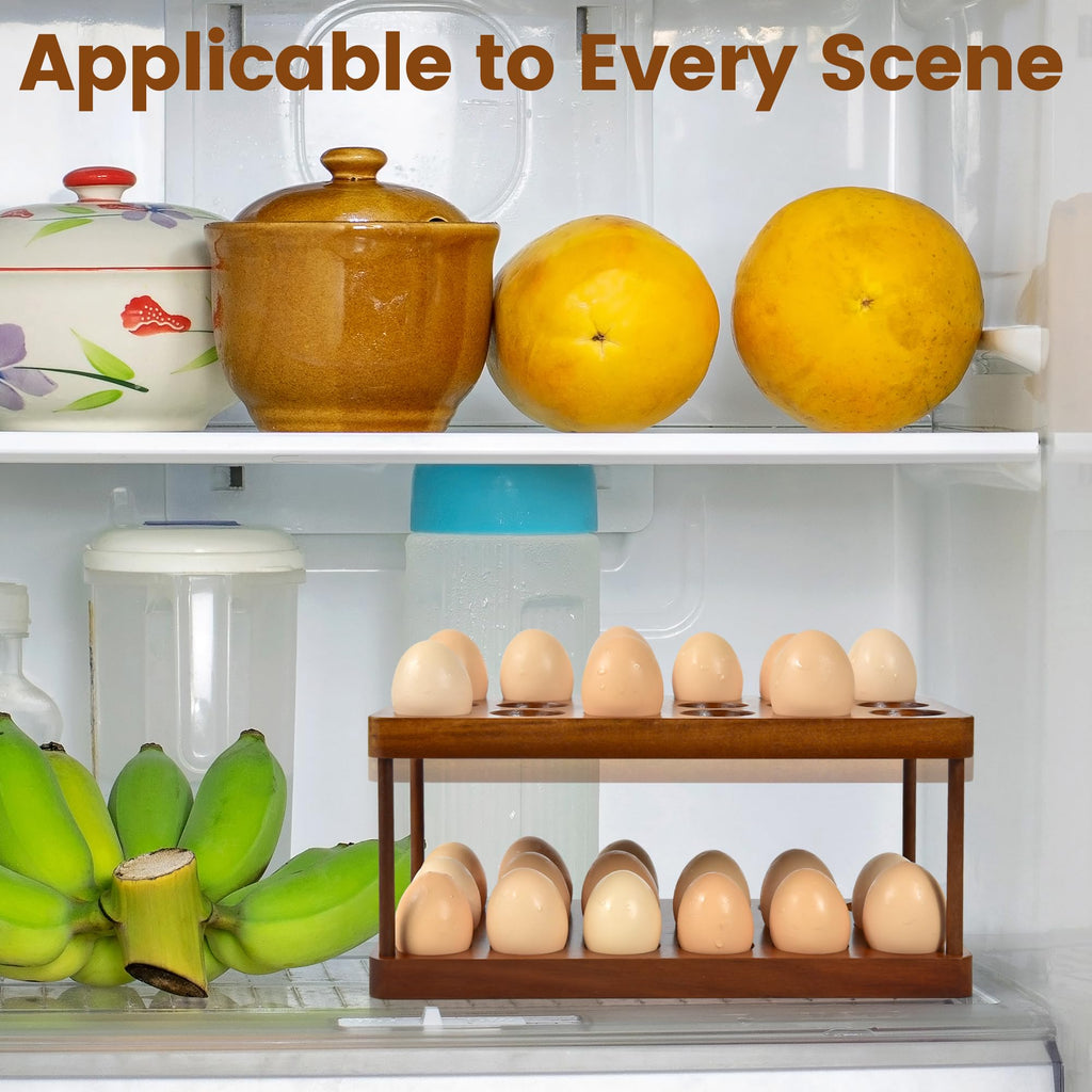 Solid Wood Egg Holder Rack Countertop Organizer