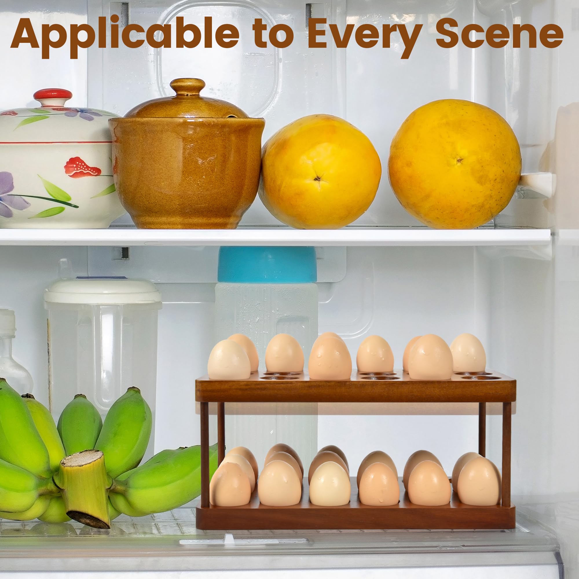 Solid Wood Egg Holder Rack Countertop Organizer