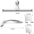All-Purpose Stainless Steel Shower Squeegee with 2 Adhesive Hooks