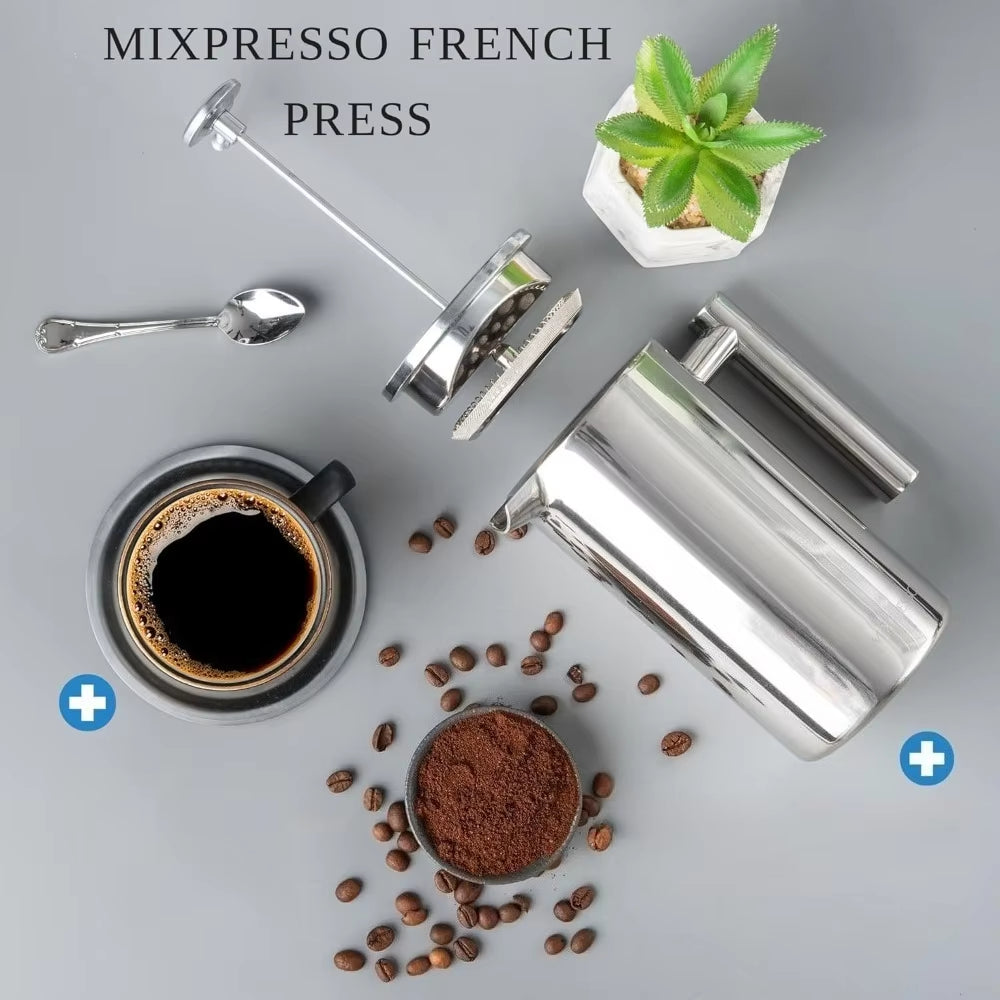 Stainless Steel French Press Coffee Maker Double Wall