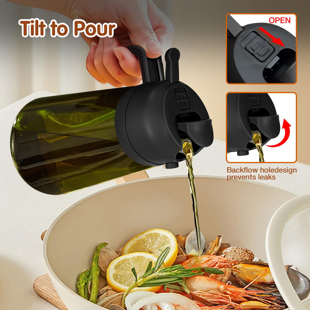 2-in-1 Olive Oil Sprayer & Dispenser Bottle