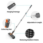 Floor Scrub Brush with Long Handle & Scraper