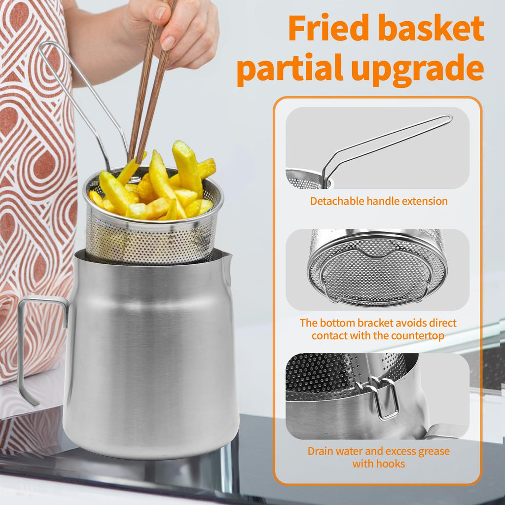 68oz Stainless Steel Oil Filter Pot with Deep Fryer Basket