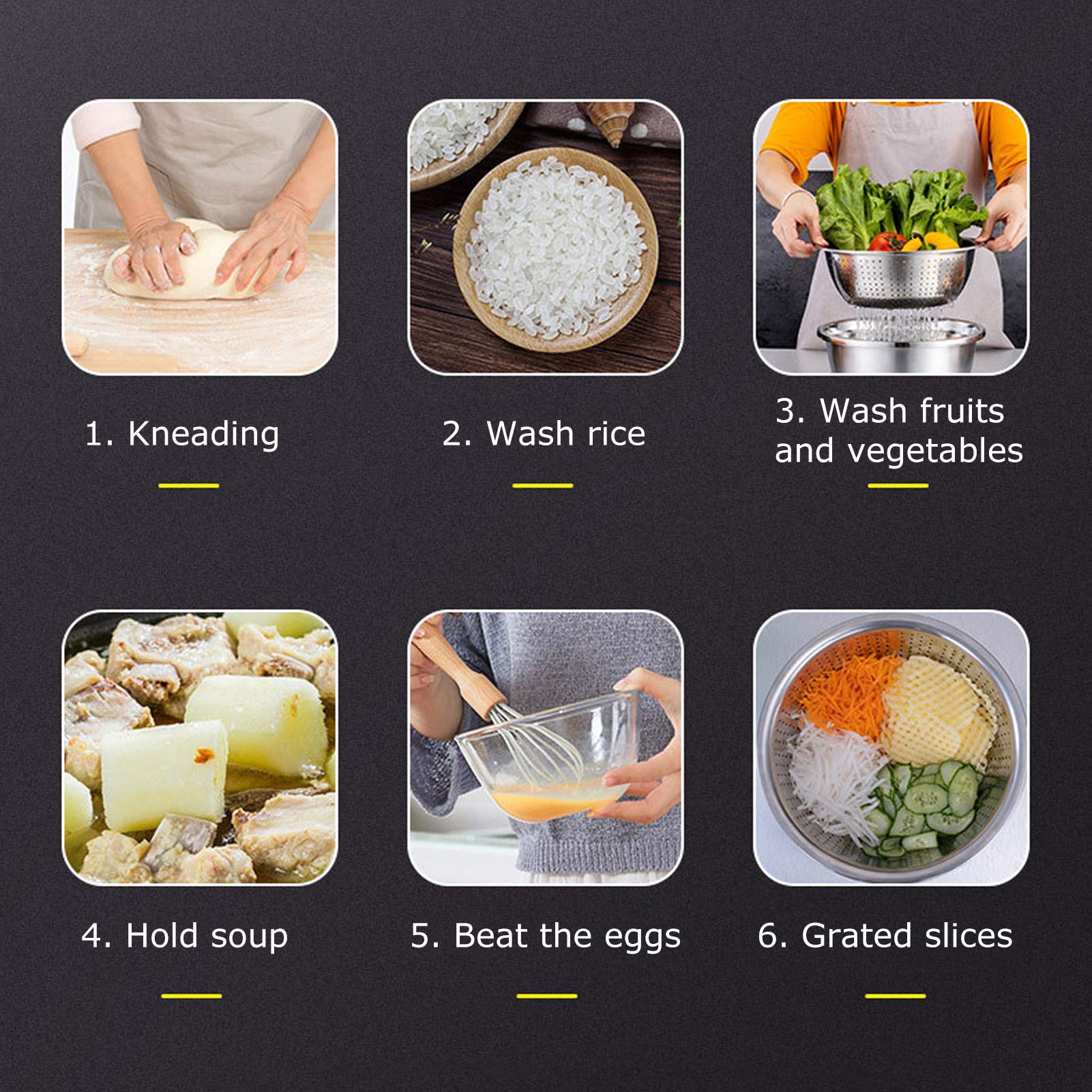 Stainless Steel Salad Bowl with Grater & Strainer