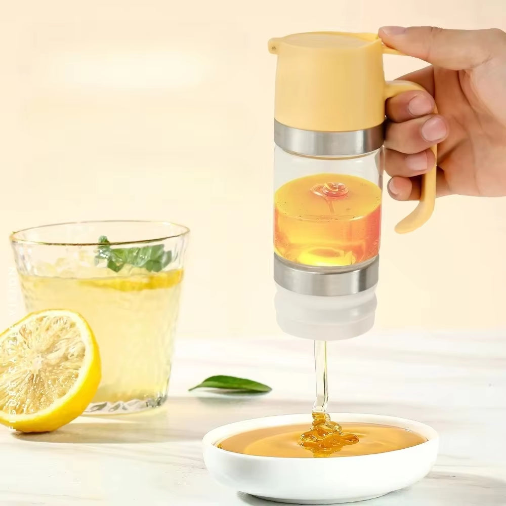 Durable 300 ML Glass Honey Dispenser with Handle