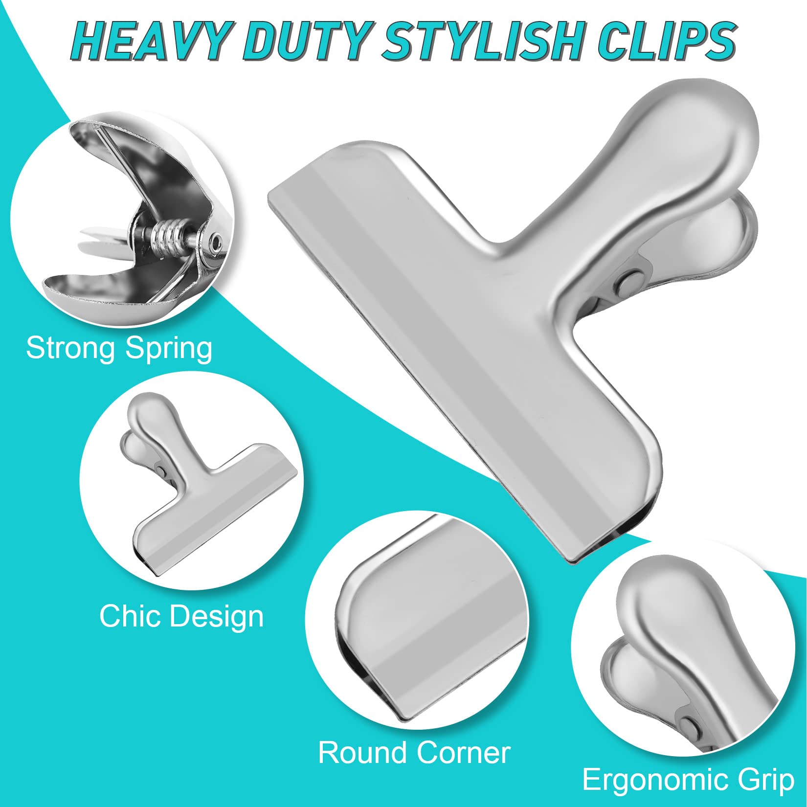 8PCS Stainless Steel Chip Bag Clips Airtight Food Sealing Clips