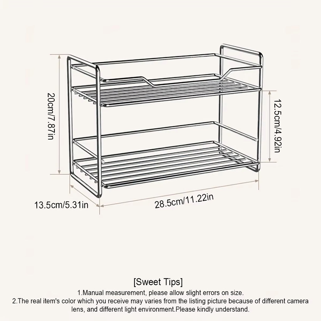 2 Tier Stainless Steel Kitchen Countertop Spice Rack