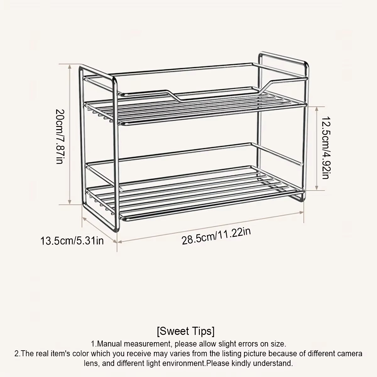 2 Tier Stainless Steel Kitchen Countertop Spice Rack