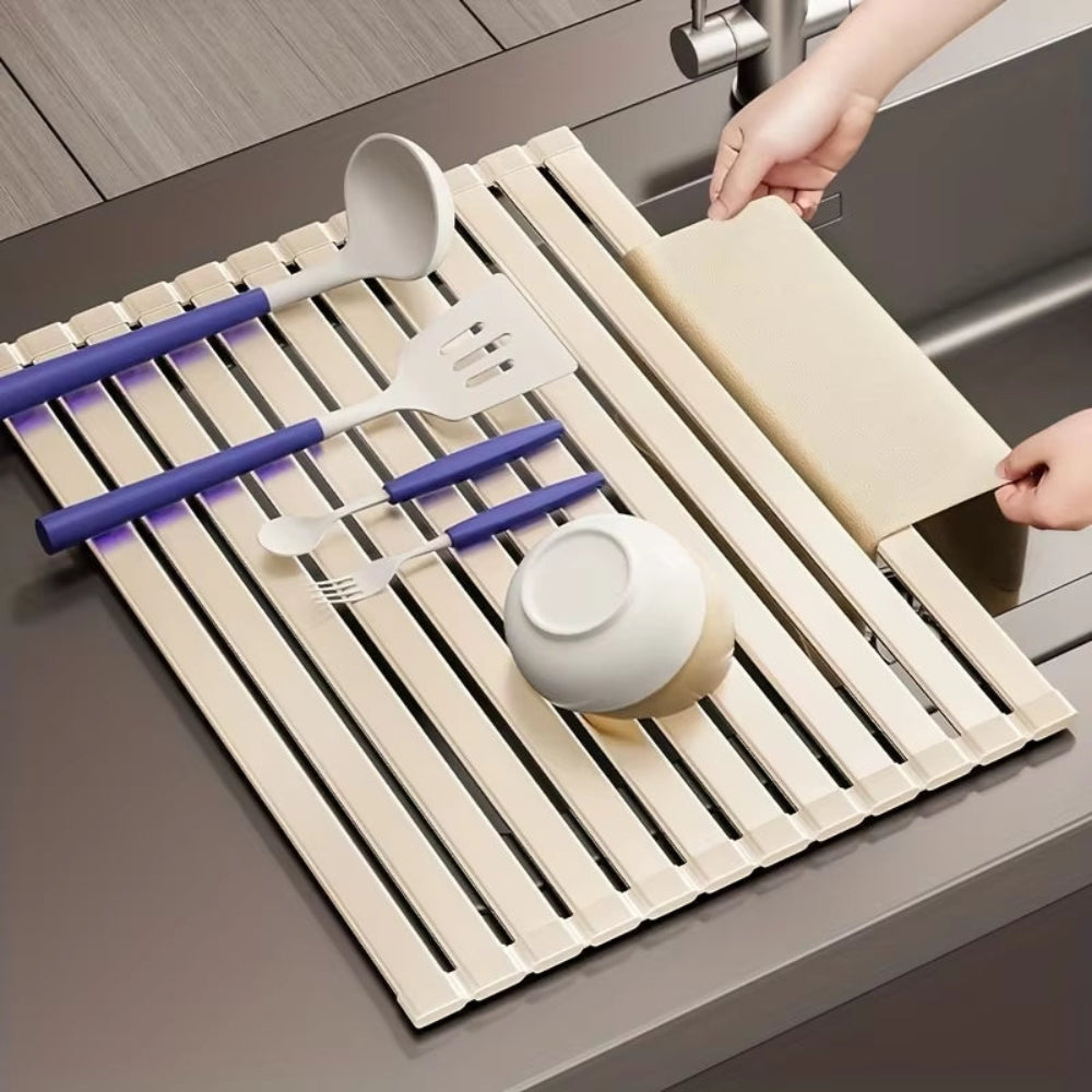 Foldable Roll-Up Dish Drying Rack Heavy Duty