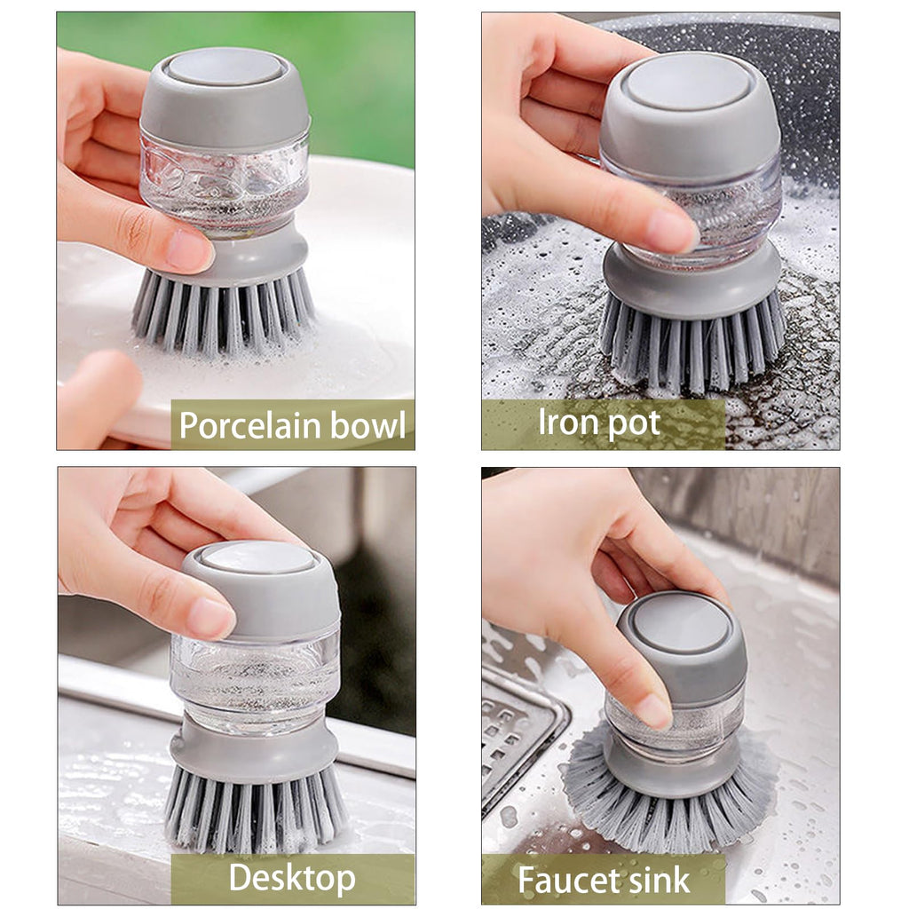Soap Dispensing Dish Scrub Brush with Holder