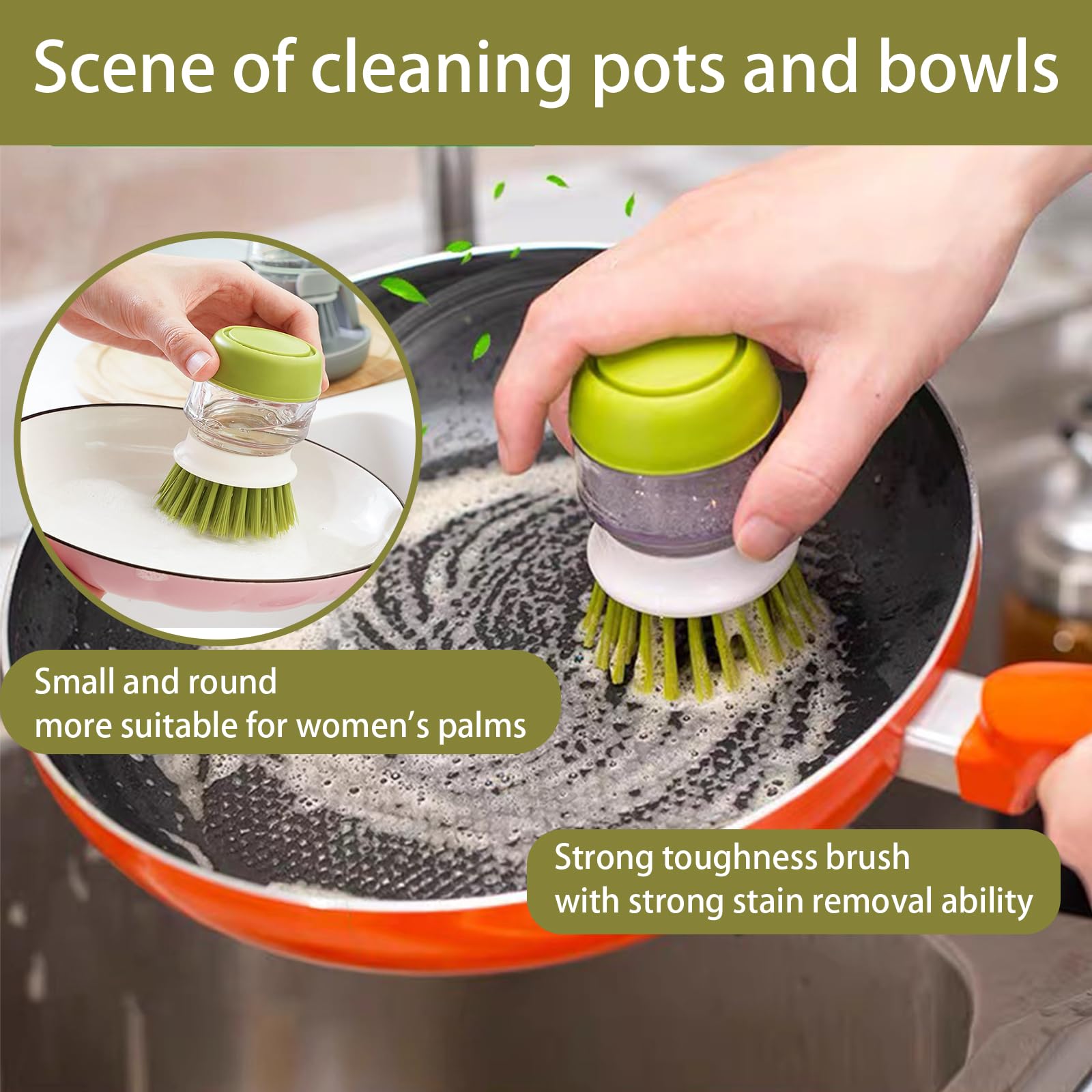 Soap Dispensing Dish Scrub Brush with Holder