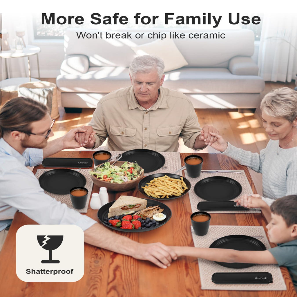 24PCS Unbreakable Dinnerware Set for 6, Plates & Bowls