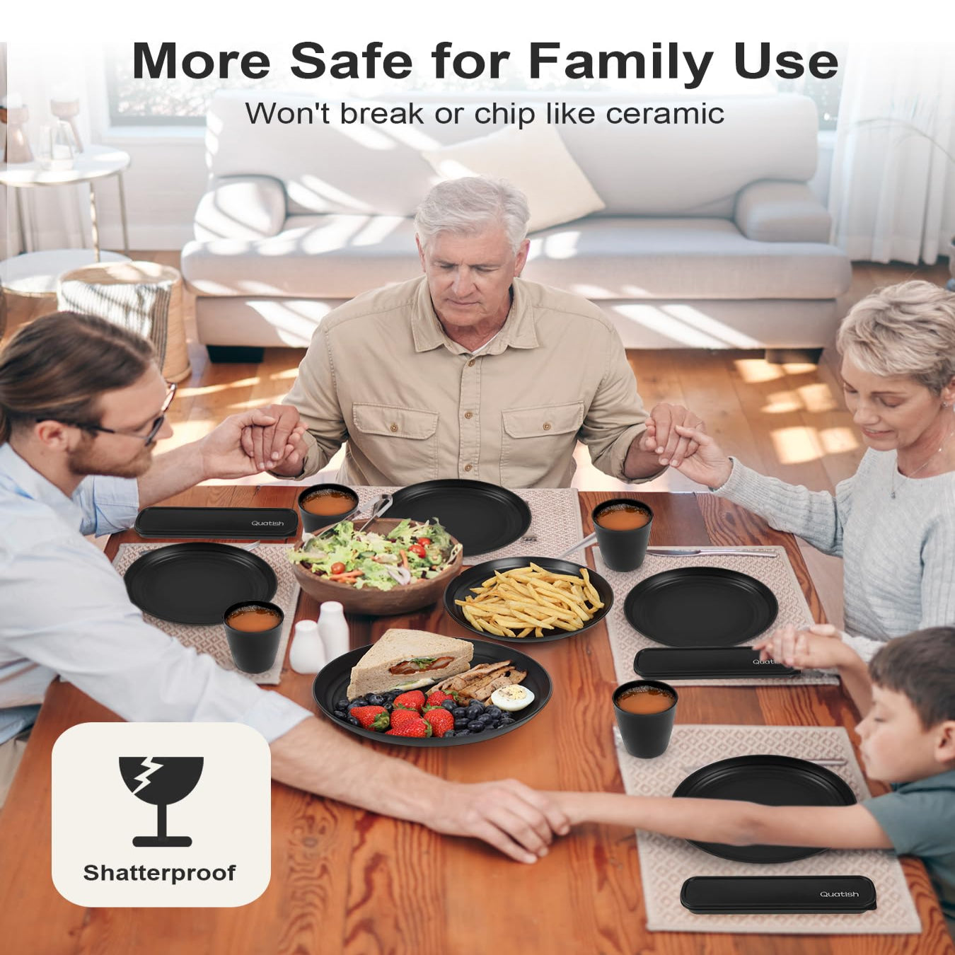 24PCS Unbreakable Dinnerware Set for 6, Plates & Bowls